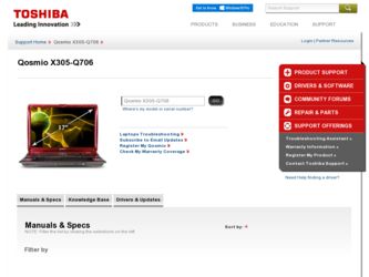 Qosmio X305-Q706 driver download page on the Toshiba site