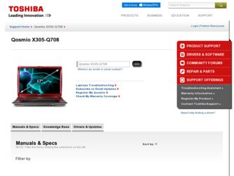 Qosmio X305-Q708 driver download page on the Toshiba site