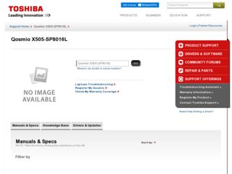 Qosmio X505-SP8016L driver download page on the Toshiba site