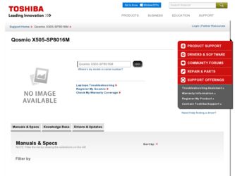 Qosmio X505-SP8016M driver download page on the Toshiba site