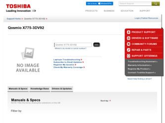 Qosmio X775-3DV92 driver download page on the Toshiba site
