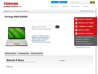 R500-S5006V driver download page on the Toshiba site