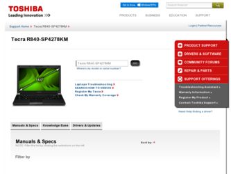 R840-SP4278KM driver download page on the Toshiba site
