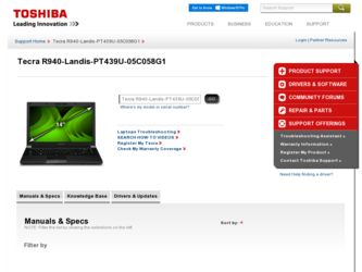 R940-Landis-PT439U-05C058G1 driver download page on the Toshiba site