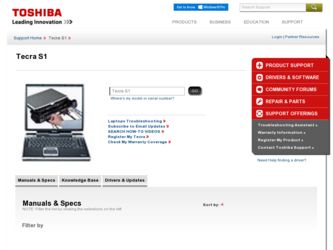 S1 driver download page on the Toshiba site