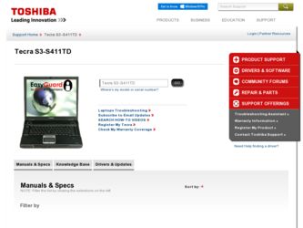S3-S411TD driver download page on the Toshiba site