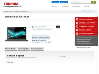 S50-AST3NX1 driver download page on the Toshiba site