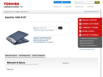 Satellite 1000-S157 driver download page on the Toshiba site