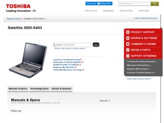 Satellite 3005 driver download page on the Toshiba site