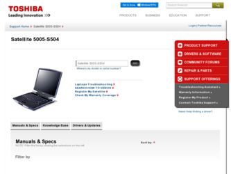 Satellite 5005-S504 driver download page on the Toshiba site
