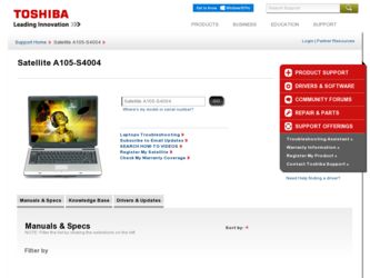 Satellite A105-S4004 driver download page on the Toshiba site