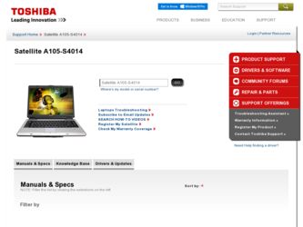 Satellite A105-S4014 driver download page on the Toshiba site