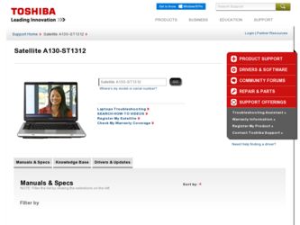 Satellite A130-ST1312 driver download page on the Toshiba site