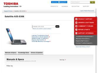 Satellite A55-S306 driver download page on the Toshiba site