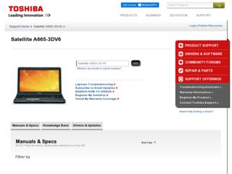 Satellite A665-3DV6 driver download page on the Toshiba site