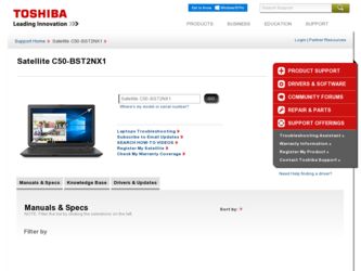 Satellite C50-BST2NX1 driver download page on the Toshiba site