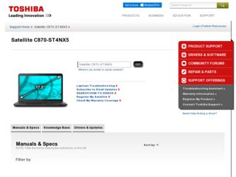 Satellite C870 driver download page on the Toshiba site