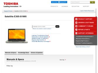 Satellite E305 driver download page on the Toshiba site