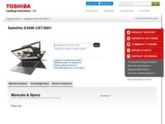 Satellite E40W-CST3N01 driver download page on the Toshiba site