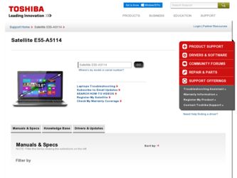 Satellite E55 driver download page on the Toshiba site