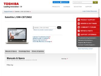 Satellite L10W-CBT2N02 driver download page on the Toshiba site