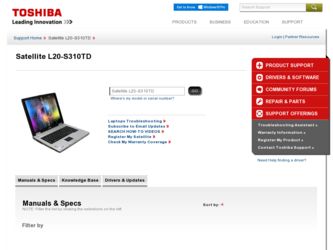Satellite L20-S310TD driver download page on the Toshiba site