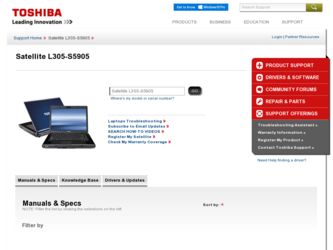 Satellite L305-S5905 driver download page on the Toshiba site