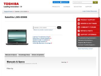 Satellite L305-S5906 driver download page on the Toshiba site