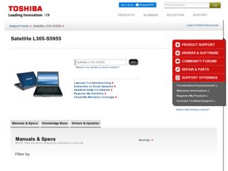 Satellite L305-S5955 driver download page on the Toshiba site