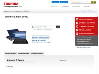 Satellite L305D-S5892 driver download page on the Toshiba site