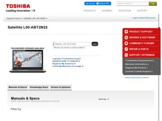 Satellite L50-ABT2N22 driver download page on the Toshiba site