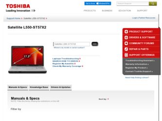 Satellite L550 driver download page on the Toshiba site