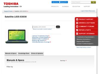 Satellite L635-S3030 driver download page on the Toshiba site