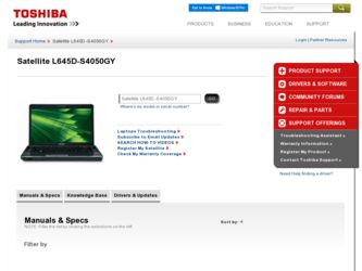 Satellite L645D-S4050GY driver download page on the Toshiba site
