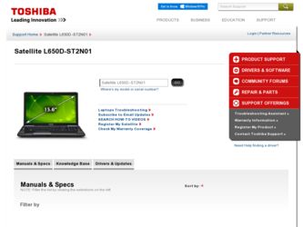 Satellite L650D driver download page on the Toshiba site