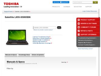 Satellite L655-S5065BN driver download page on the Toshiba site