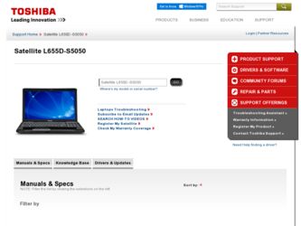 Satellite L655D-S5050 driver download page on the Toshiba site