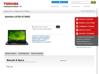 Satellite L670D-ST2N02 driver download page on the Toshiba site