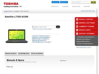 Satellite L735D-S3300 driver download page on the Toshiba site