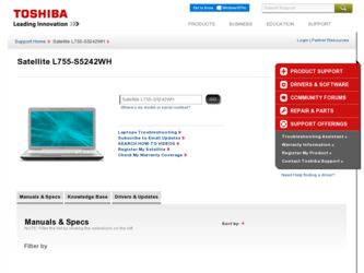 Satellite L755-S5242WH driver download page on the Toshiba site