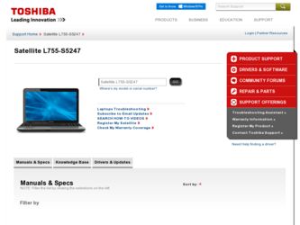 Satellite L755-S5247 driver download page on the Toshiba site