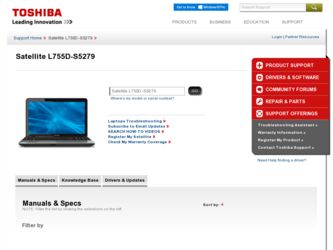 Satellite L755D-S5279 driver download page on the Toshiba site