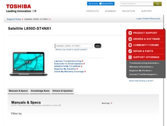 Satellite L850D driver download page on the Toshiba site