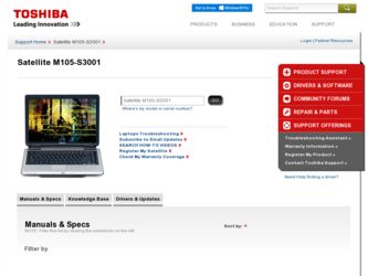 Satellite M105-S3001 driver download page on the Toshiba site