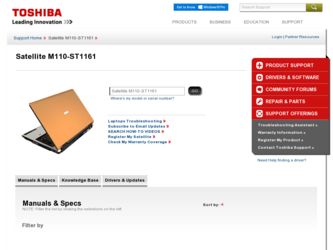 Satellite M110-ST1161 driver download page on the Toshiba site