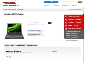 Satellite M305-S4848 driver download page on the Toshiba site