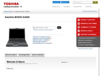 Satellite M305D-S4828 driver download page on the Toshiba site