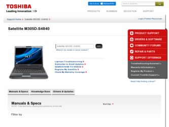 Satellite M305D-S4840 driver download page on the Toshiba site