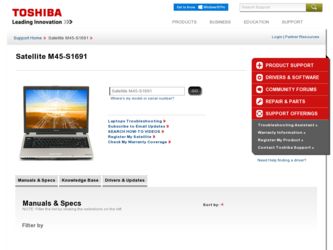 Satellite M45-S1691 driver download page on the Toshiba site