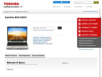 Satellite M45-S2651 driver download page on the Toshiba site